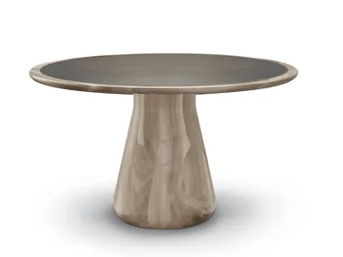 CONVIVIO B-680 - Round table in walnut and leather _ Dale Italia